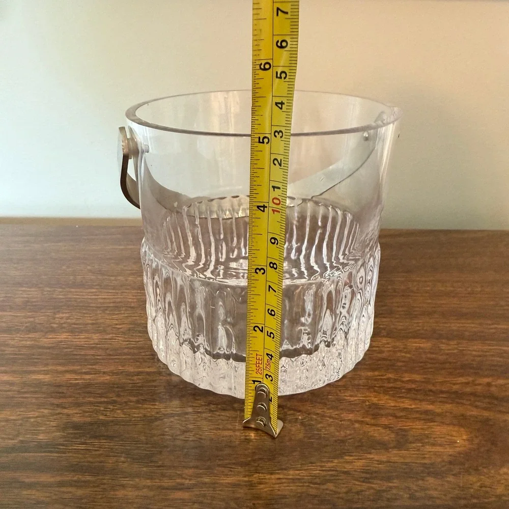 Vintage Kosta Boda Swedish Lead Crystal Ice Bucket With Metal Handle MCM Barware